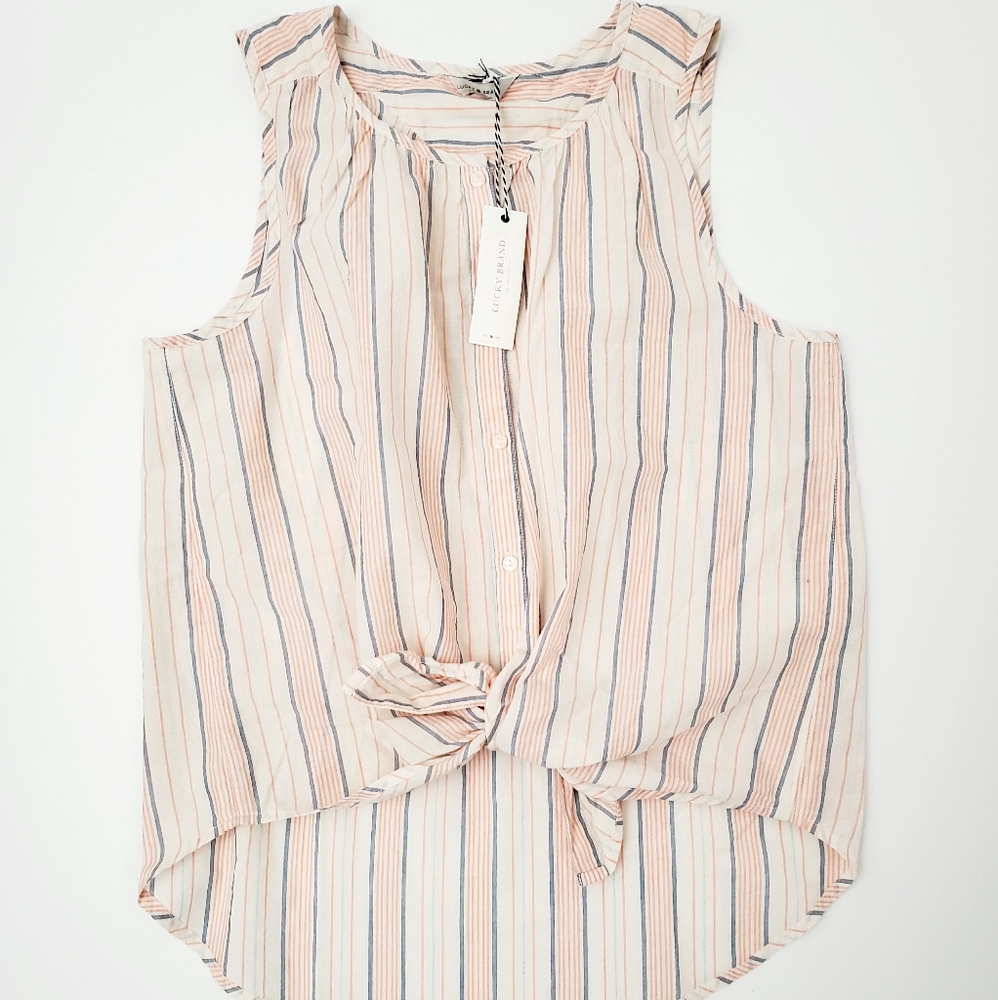 Lucky Brand tie-front striped tank size M NWT